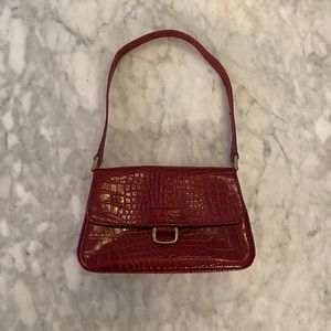 Vintage Red Crocodile Print Bag